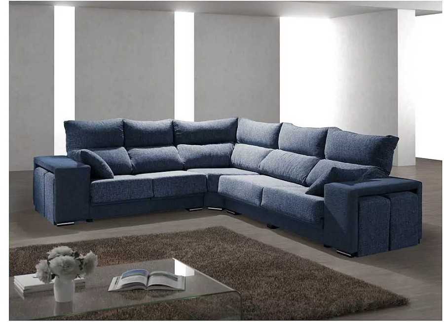 Muebles DISEÑO 10 Sof S Rinconeras | Rinconera 5 Plazas Con 4 Pufs Integrados Las Vegas Azul Dino 18