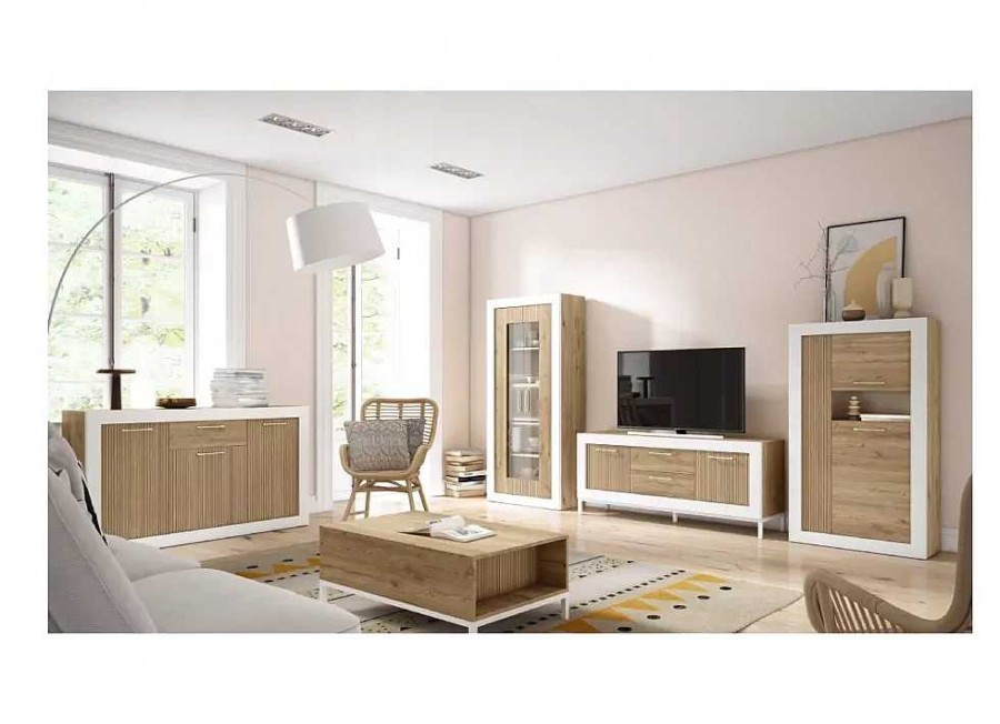 Muebles FABRIKIT Muebles Librer A | Mueble Para Sal N Con Vitrinas Wells