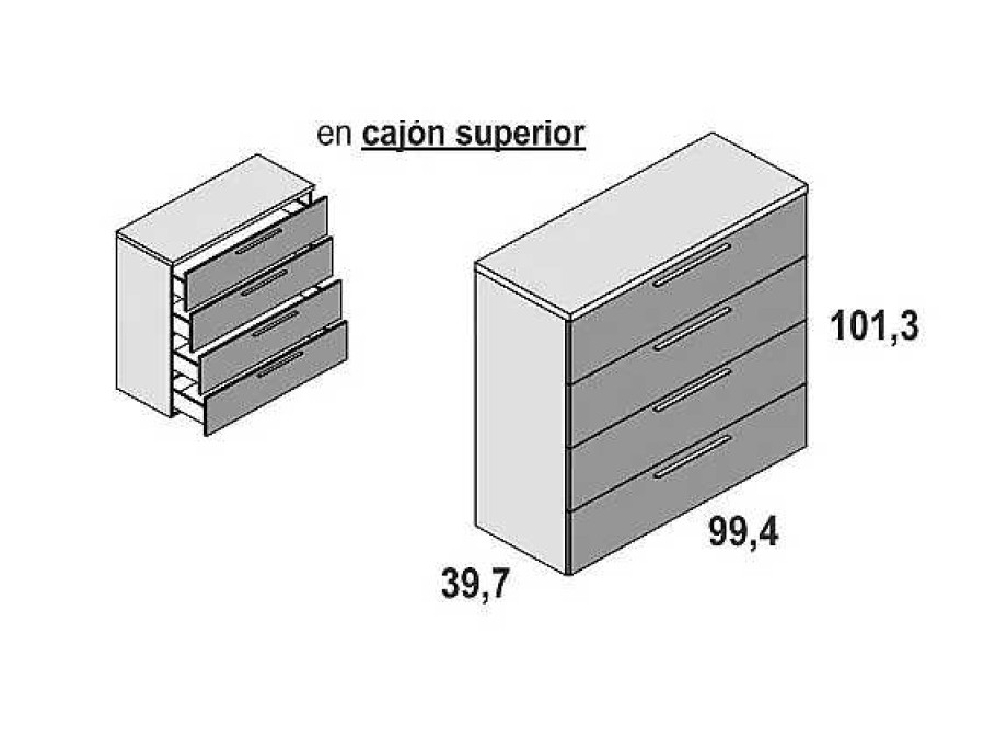 Muebles FABRIKIT C Modas | Comoda 4 Cajones Con Guias Destin 2