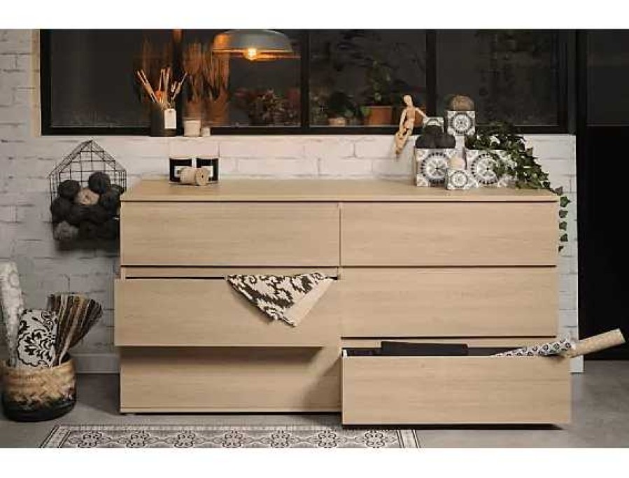 Muebles PARISOT C Modas | C Moda De Seis Cajones Java Roble Brooklyn